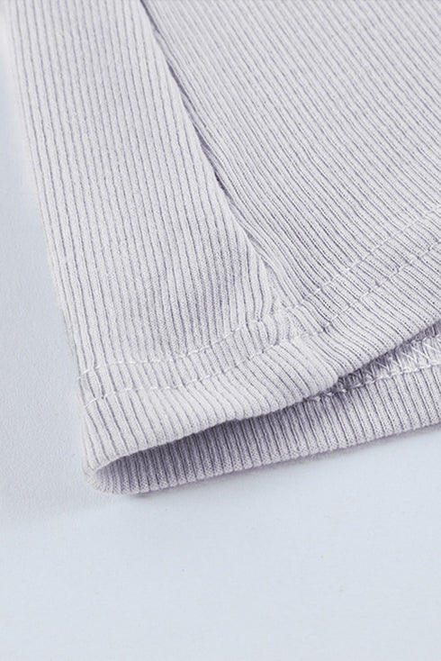 U Neck Button Knit Long Sleeve Top